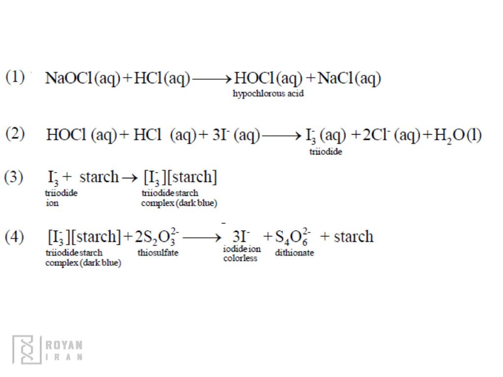 واکنش های تیتراسیون آب ژاول