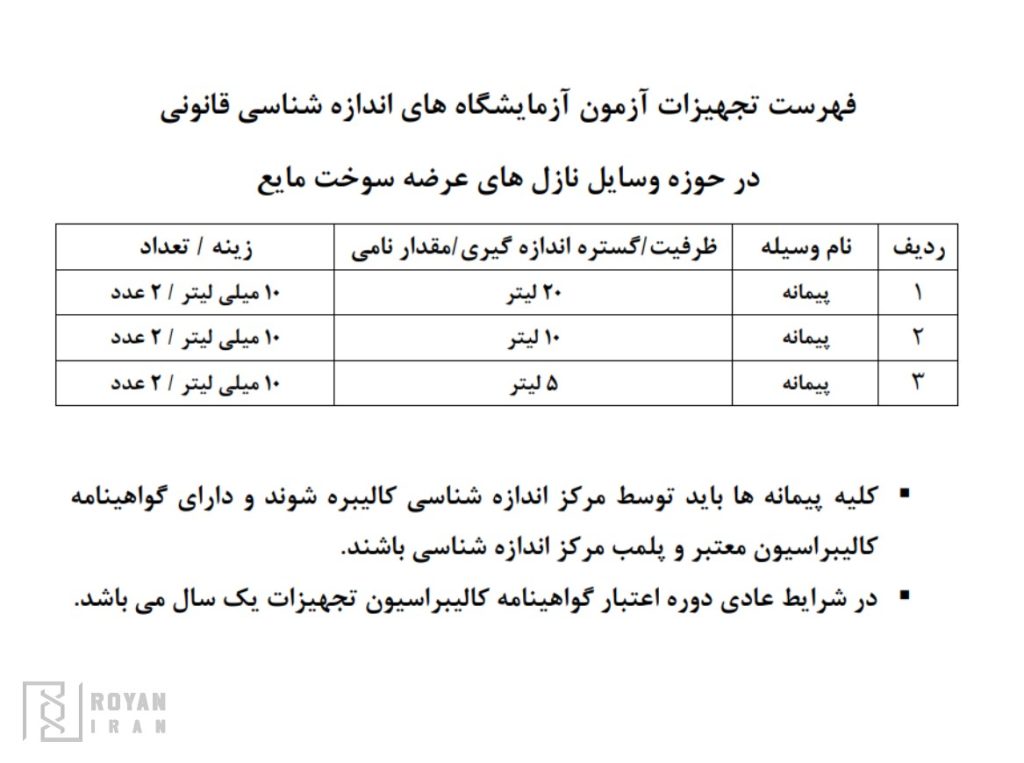 تجهیزات آزمون دقت نازل سوخت